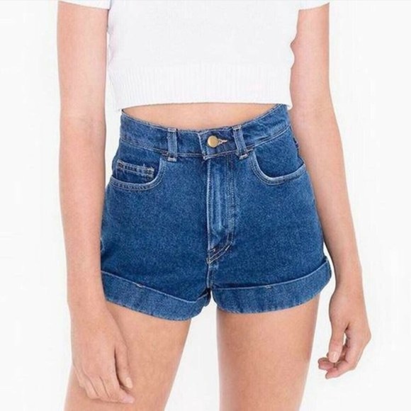 ❌SOLD❌ American Apparel | Cuffed High Waist Non-Stretch Jean Shorts Size 28 - Picture 2 of 7